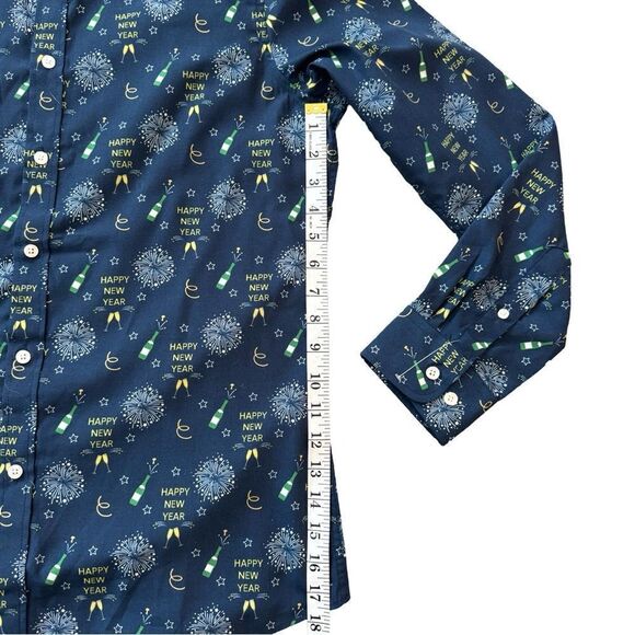 Simon Banks Happy New Year Holiday Collection Button Down Shirt Size M 15.5 - Picture 8 of 9